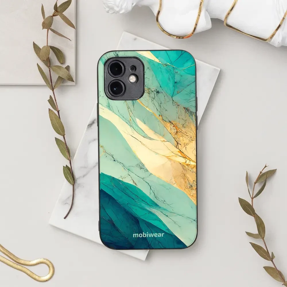 Handyhülle für Xiaomi 14, Mobiwear Glossy Case, Türkis-Marmor - Image 3