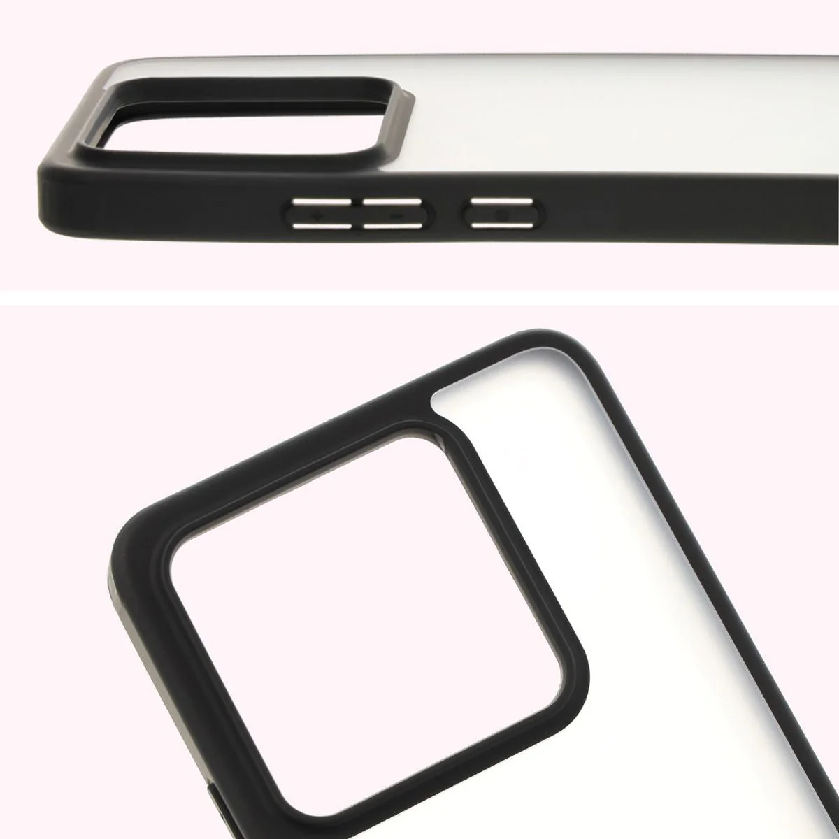Handyhülle für Xiaomi 14T, Bizon Case Angelo, Durchscheinend mit schwarzem Rahmen - Image 3