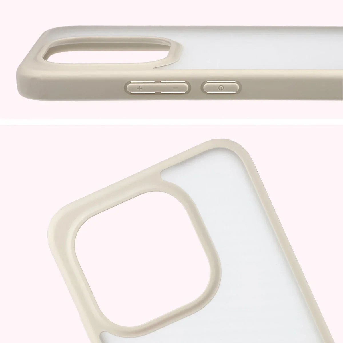 Handyhülle für Xiaomi 15T, Bizon Case Angelo, Semitransparent mit beigem Rahmen - Image 3