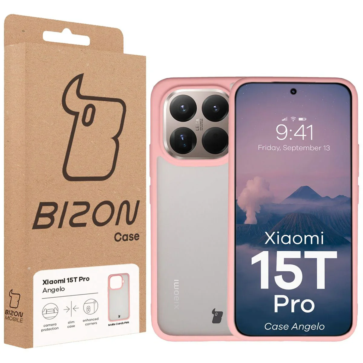 Handyhülle für Xiaomi 15T Pro, Bizon Case Angelo, Semitransparent mit hellrosa Rahmen - Image 6
