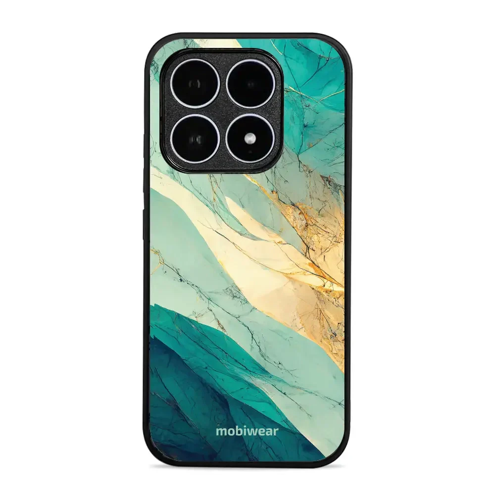 Handyhülle für Xiaomi 17, Mobiwear Glossy Case, Türkis-Marmor