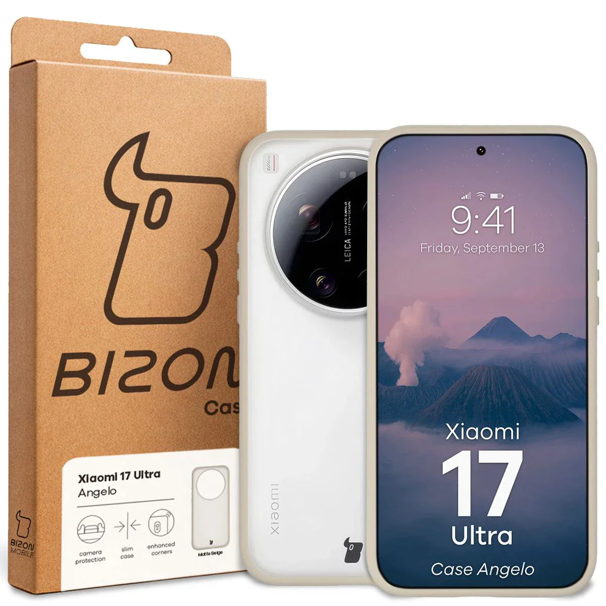 Handyhülle für Xiaomi 17 Ultra, Bizon Case Angelo, Semitransparent mit beigem Rahmen - Image 6