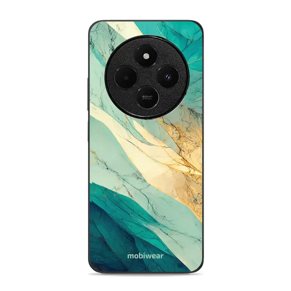 Handyhülle für Xiaomi POCO C75, Mobiwear Glossy Case, Türkis-Marmor