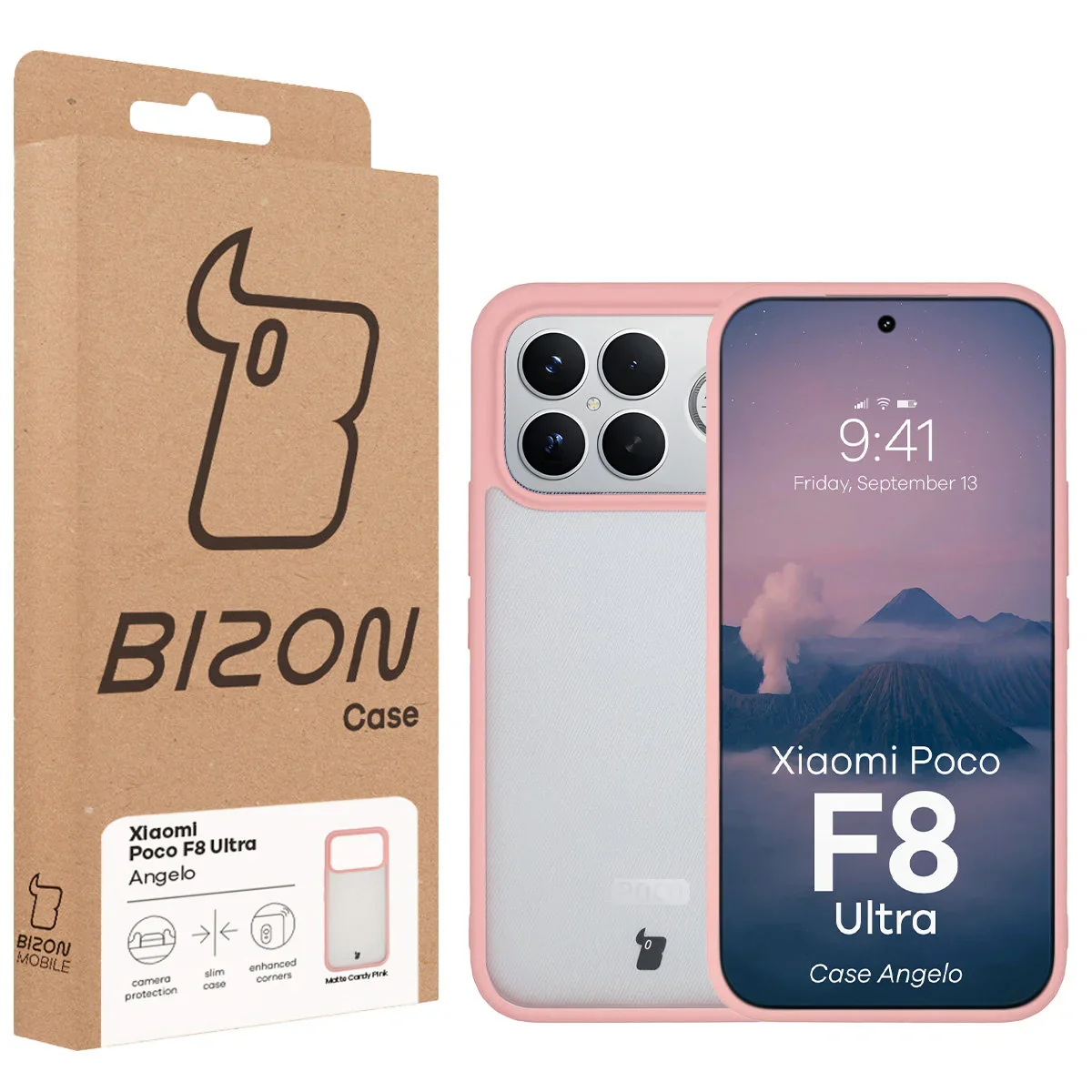 Handyhülle für Xiaomi POCO F8 Ultra, Bizon Case Angelo, Semitransparent mit hellrosa Rahmen - Image 6