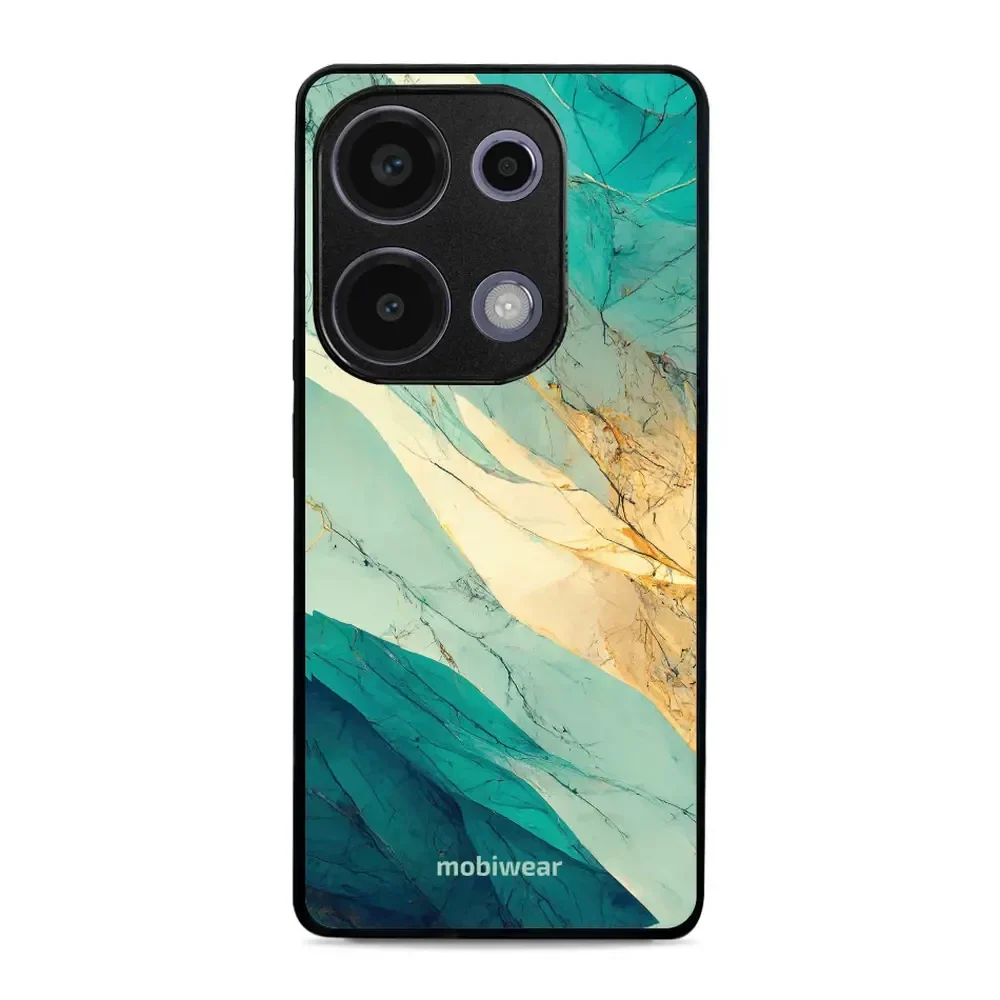 Handyhülle für Xiaomi Poco M6 Pro 4G, Mobiwear Glossy Case, Türkis-Marmor