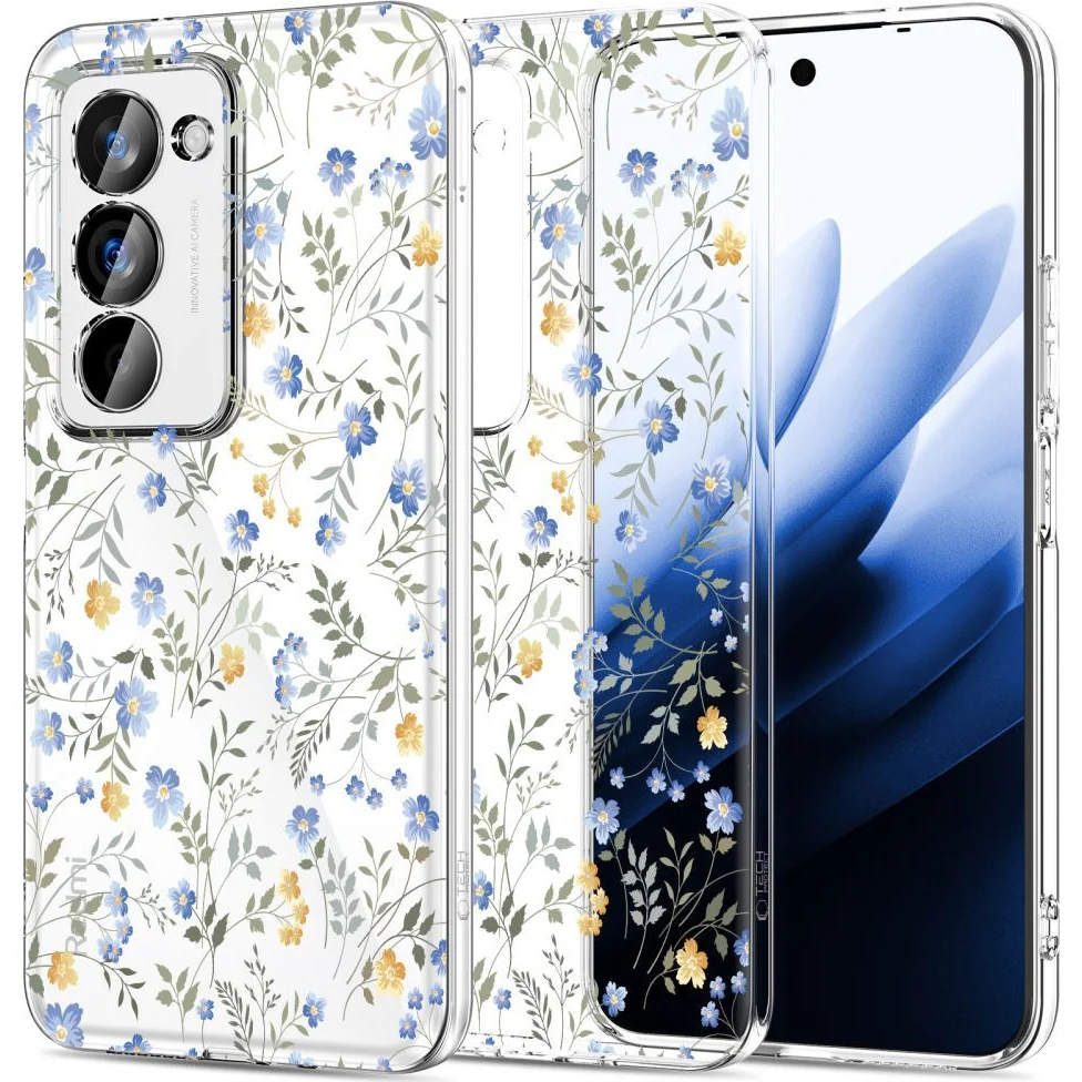 Handyhülle für Xiaomi Redmi 15 5G / 4G, Tech-Protect Flexair, Transparent mit Blumenmuster - Image 3