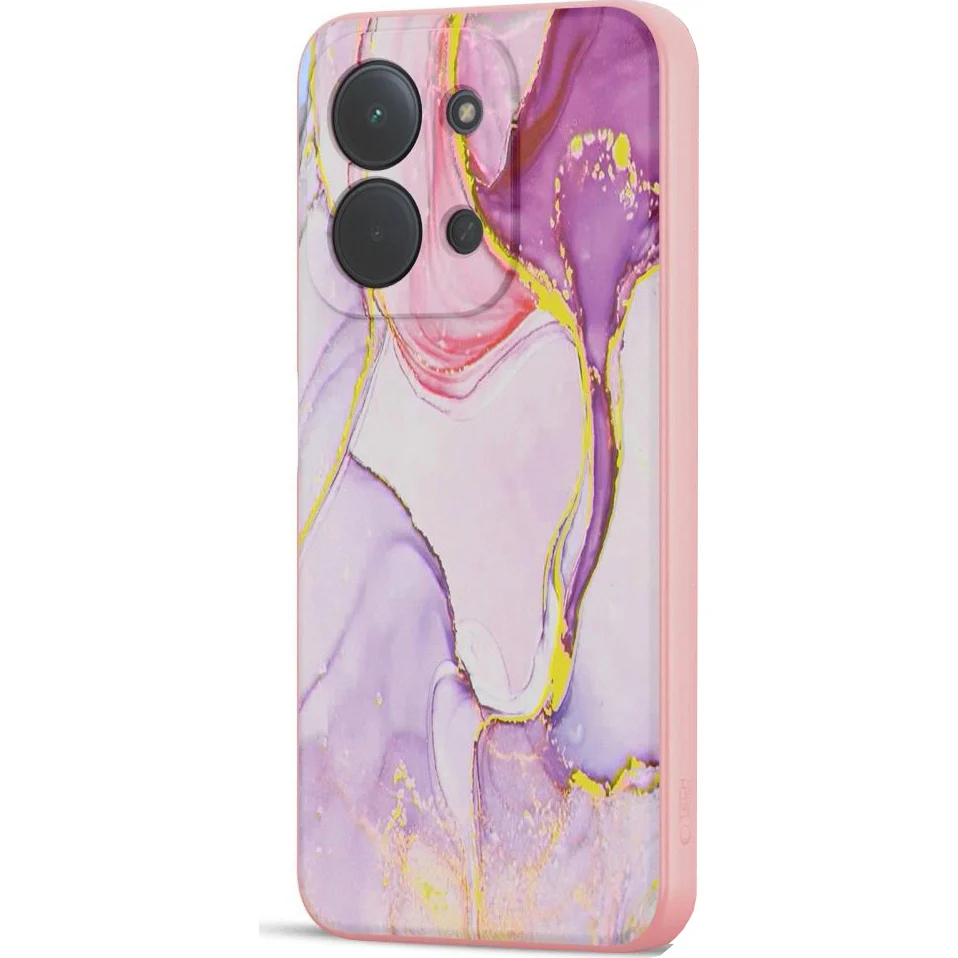 Handyhülle für Xiaomi Redmi 15C 4G / POCO C85 4G, Tech-Protect Icon, Rosa mit Marmormuster