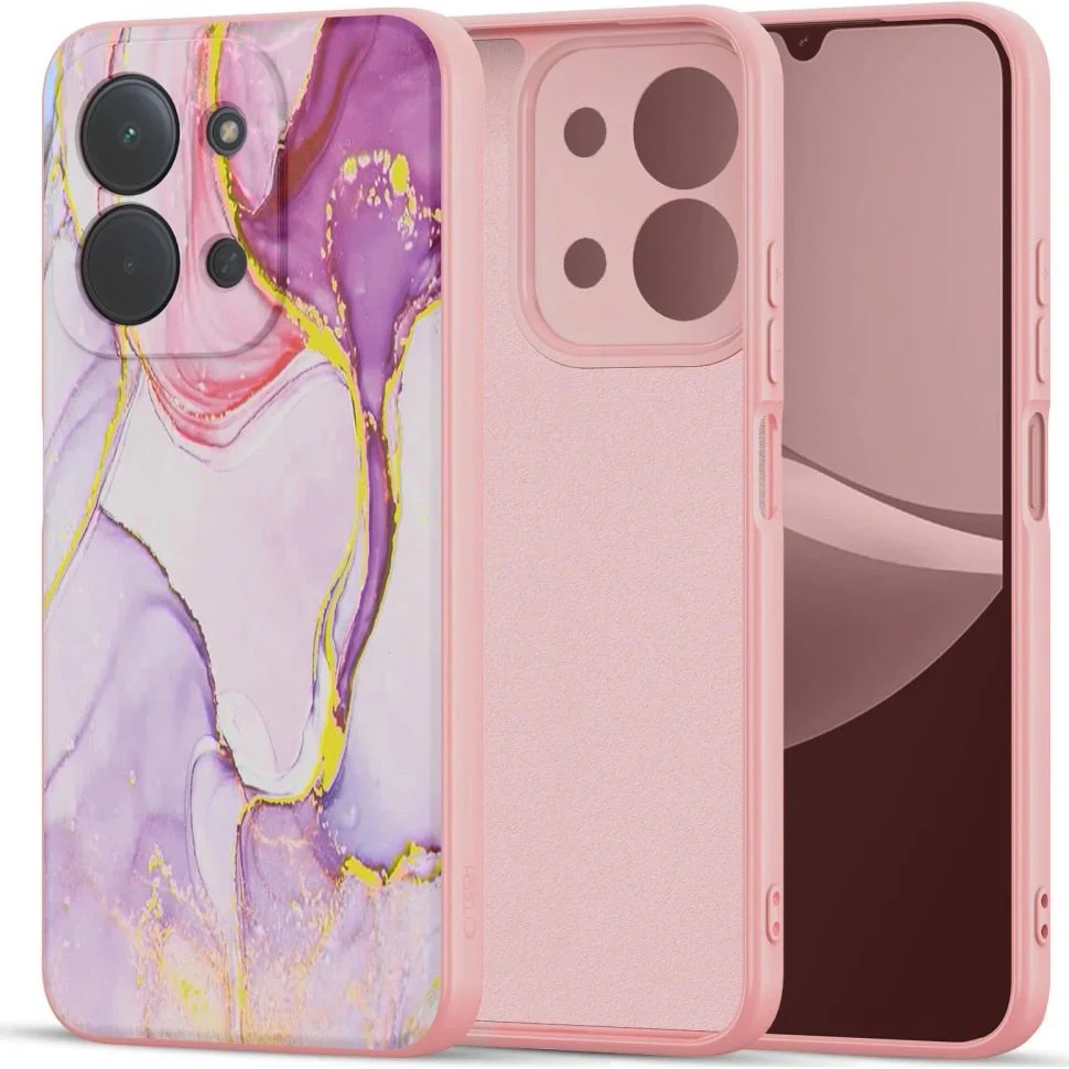 Handyhülle für Xiaomi Redmi 15C 4G / POCO C85 4G, Tech-Protect Icon, Rosa mit Marmormuster - Image 3