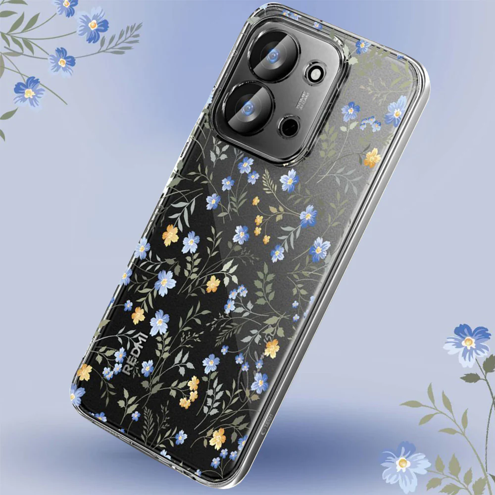 Handyhülle für Xiaomi Redmi 15C 5G / POCO C85 4G, Tech-Protect FlexAir, Transparent mit Blumenmuster - Image 3