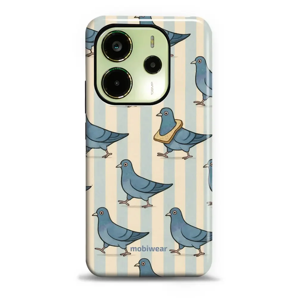 Handyhülle für Xiaomi Redmi Note 14 4G, Mobiwear Elite Pro, Blaue Tauben