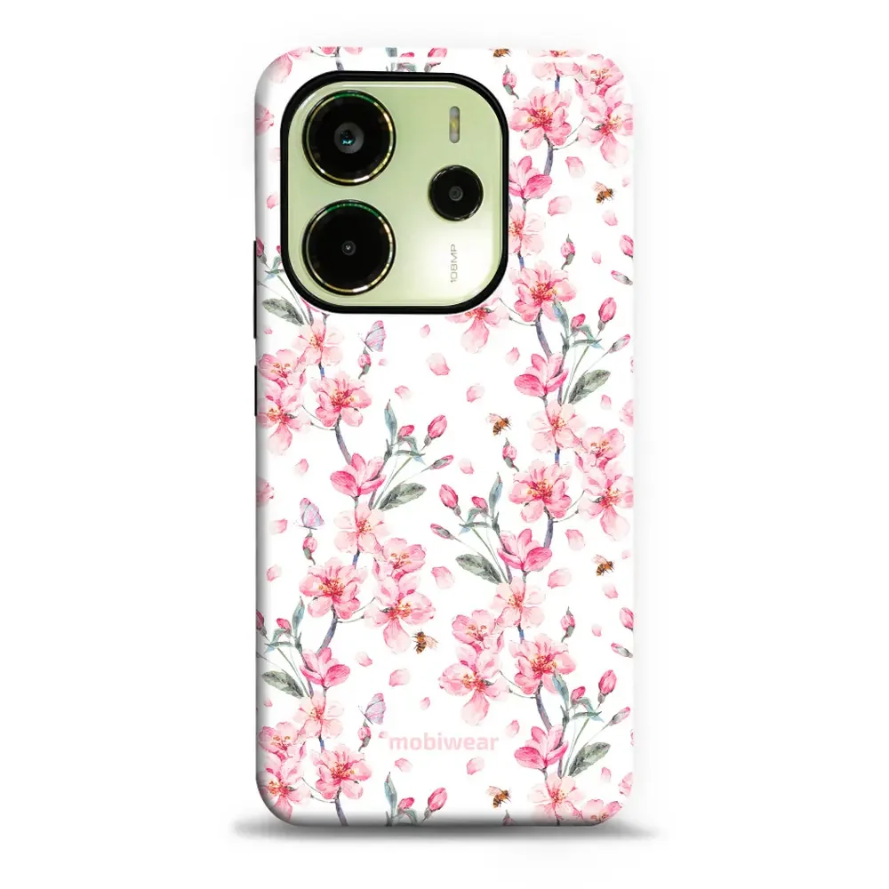 Handyhülle für Xiaomi Redmi Note 14 4G, Mobiwear Elite Pro, Japanischer Blumenstrauß