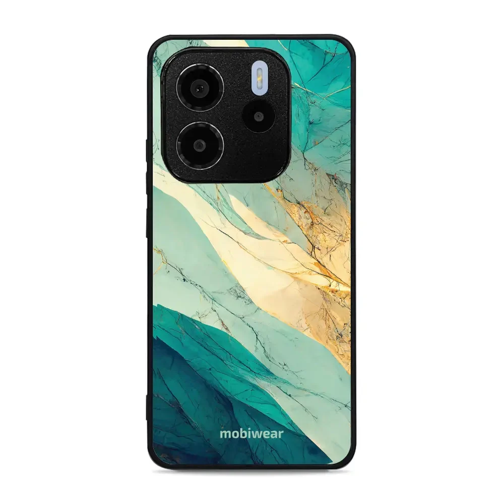 Handyhülle für Xiaomi Redmi Note 14 4G, Mobiwear Glossy Case, Türkis-Marmor