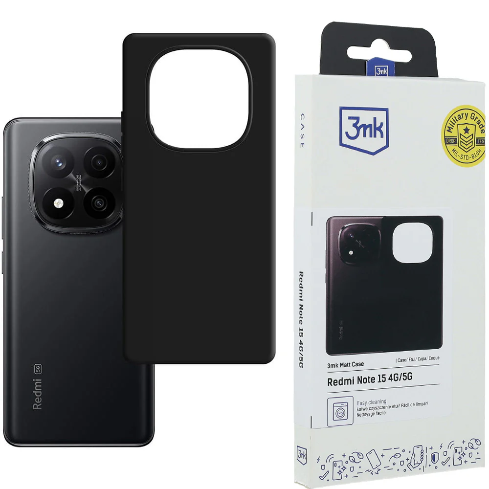 Handyhülle für Xiaomi Redmi Note 15 5G / 4G, 3mk Matt Case, Mattes Schwarz - Image 2