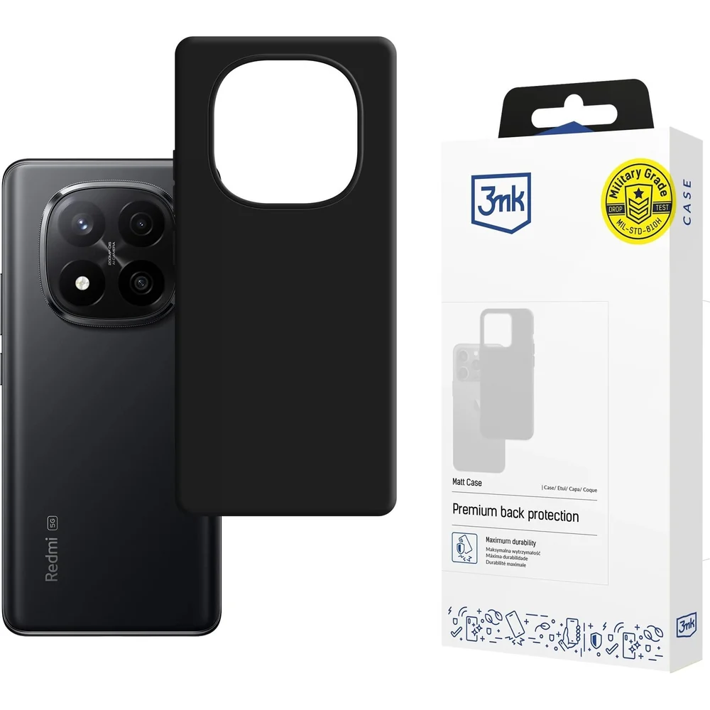 Handyhülle für Xiaomi Redmi Note 15 Pro 5G, 3mk Matt Case, mattes Schwarz