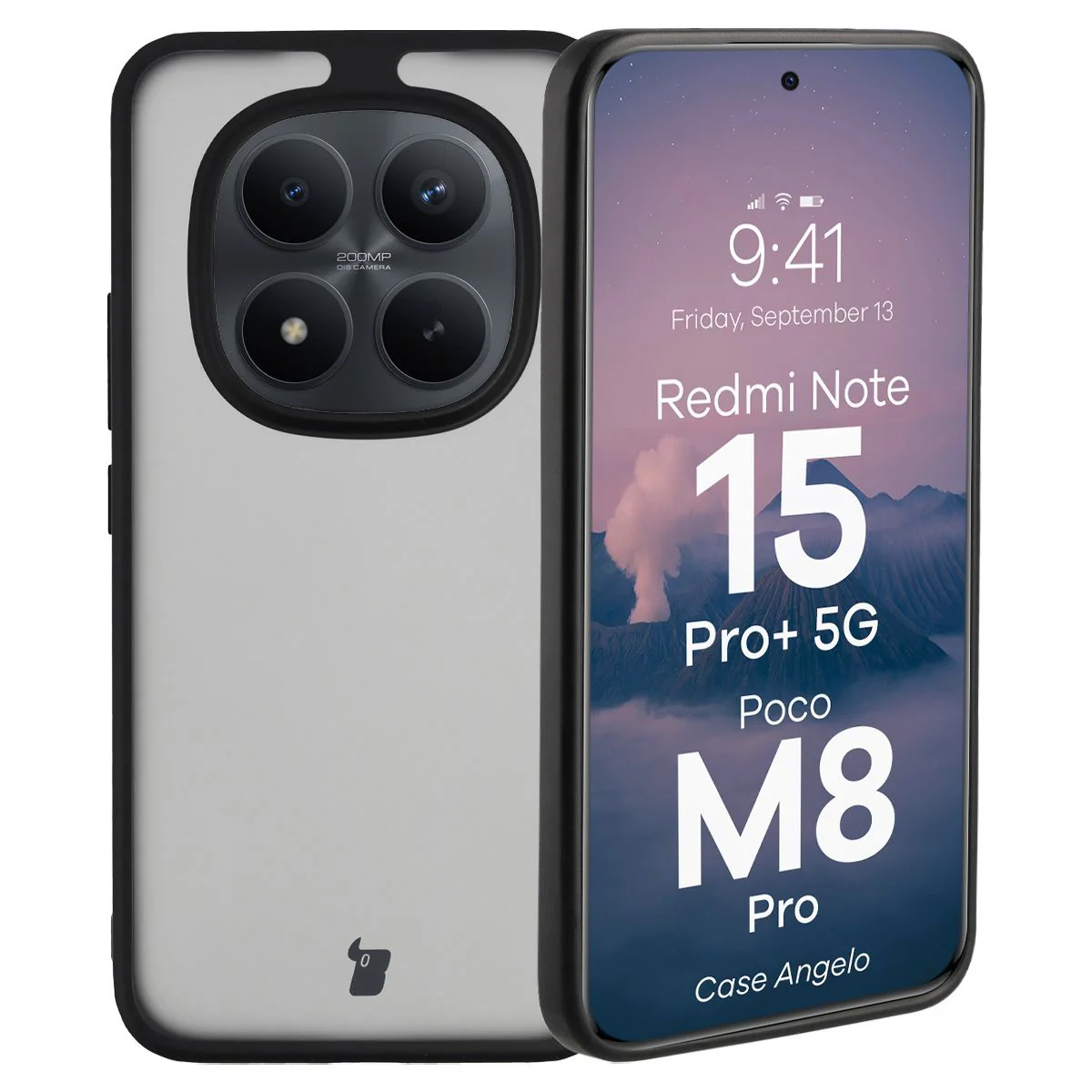 Handyhülle für Xiaomi Redmi Note 15 Pro Plus 5G / POCO M8 Pro 5G, Bizon Case Angelo, Getönte mit schwarzem Rahmen