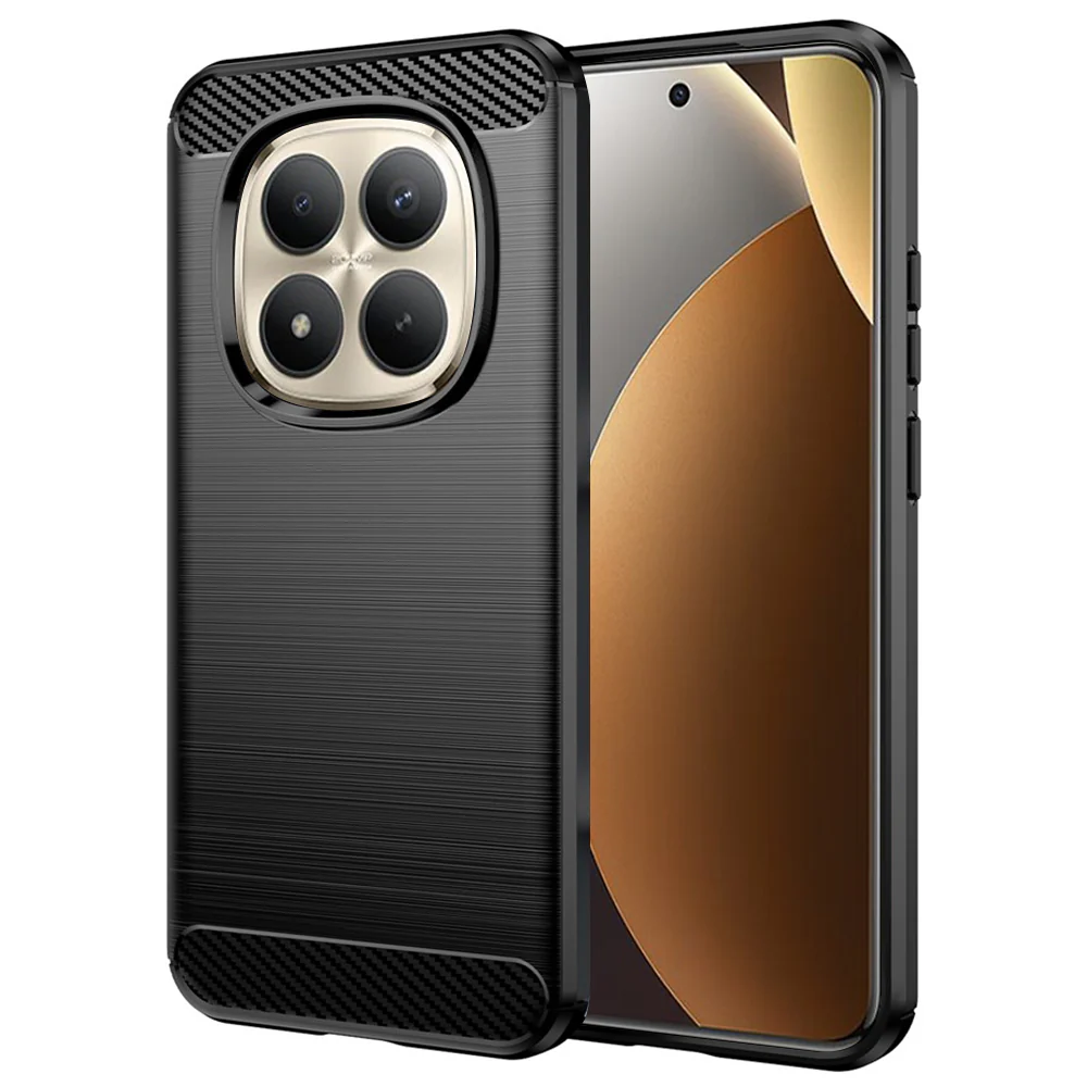 Handyhülle für Xiaomi Redmi Note 15 Pro Plus 5G / POCO M8 5G, Techsuit Carbon Silicone, Schwarz
