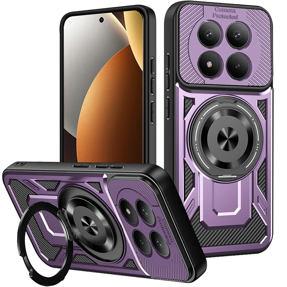 Handyhülle für Xiaomi Redmi Note 15 Pro Plus 5G / POCO M8 Pro 5G, Techsuit RuggedCam, Violett / Schwarz