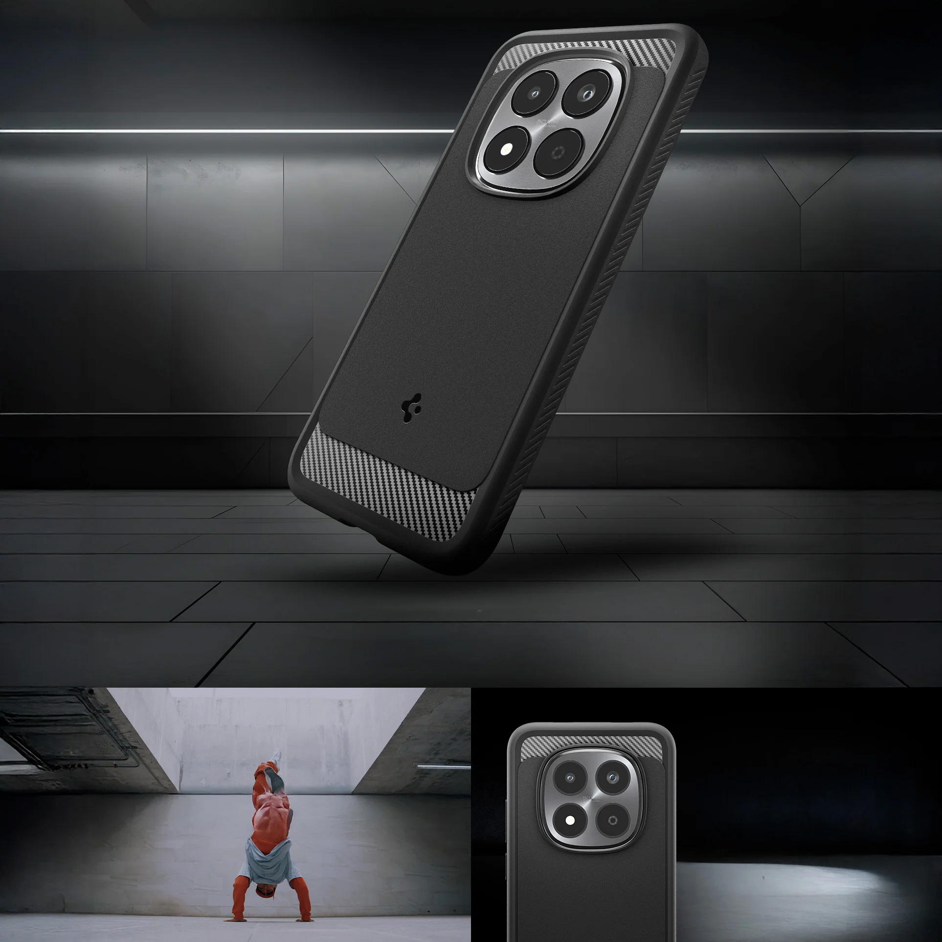 Handyhülle für Xiaomi Redmi Note 15 Pro 5G, Spigen Rugged Armor, Schwarz - Image 12