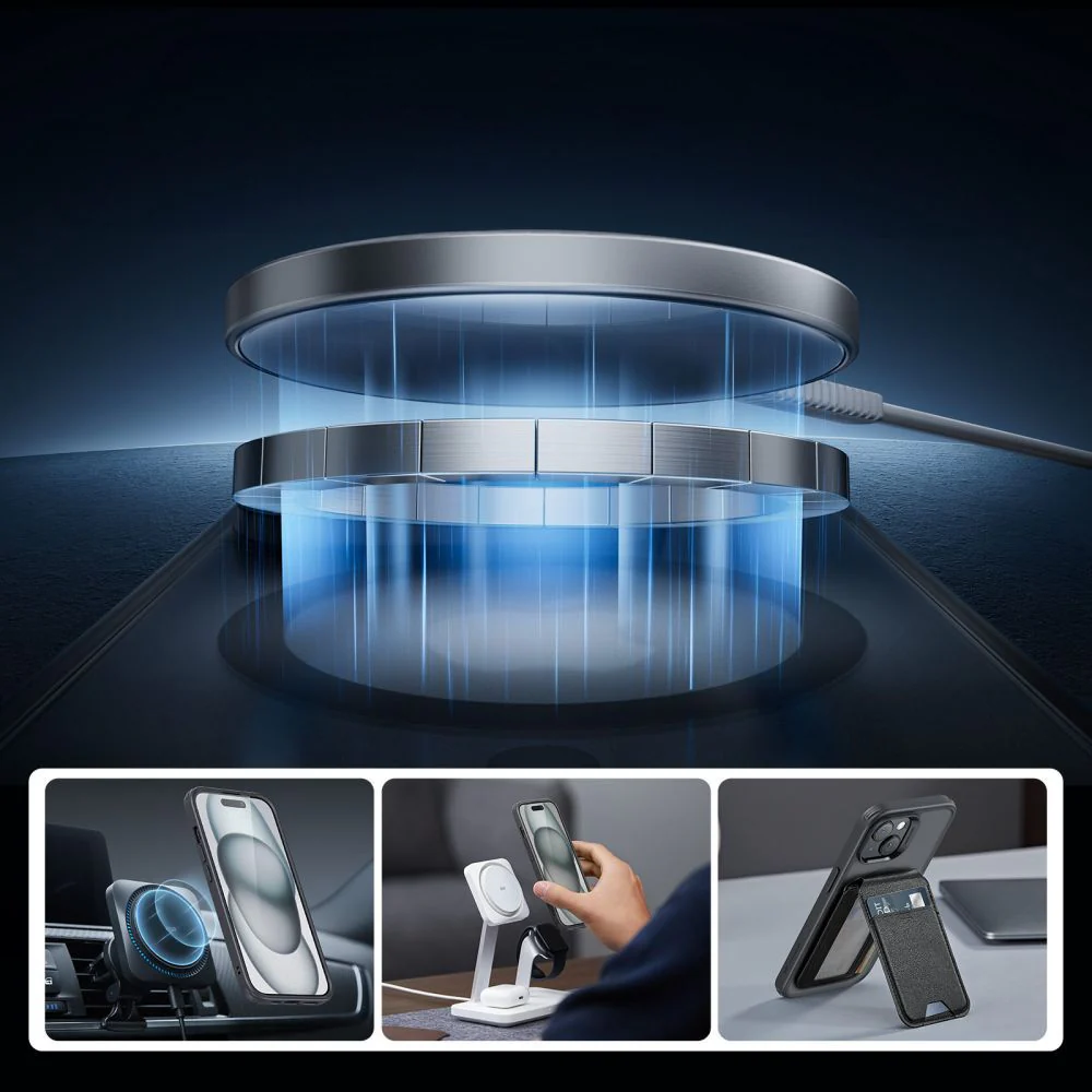Handyhülle + Gehärtetes Glas für Bildschirm für iPhone 15 für MagSafe, ESR Pro Case Protection Set, Rauchfarben/Schwarz - Image 6