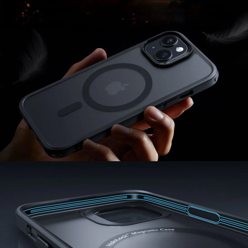 Handyhülle + Gehärtetes Glas für Bildschirm für iPhone 15 für MagSafe, ESR Pro Case Protection Set, Rauchfarben/Schwarz - Image 7