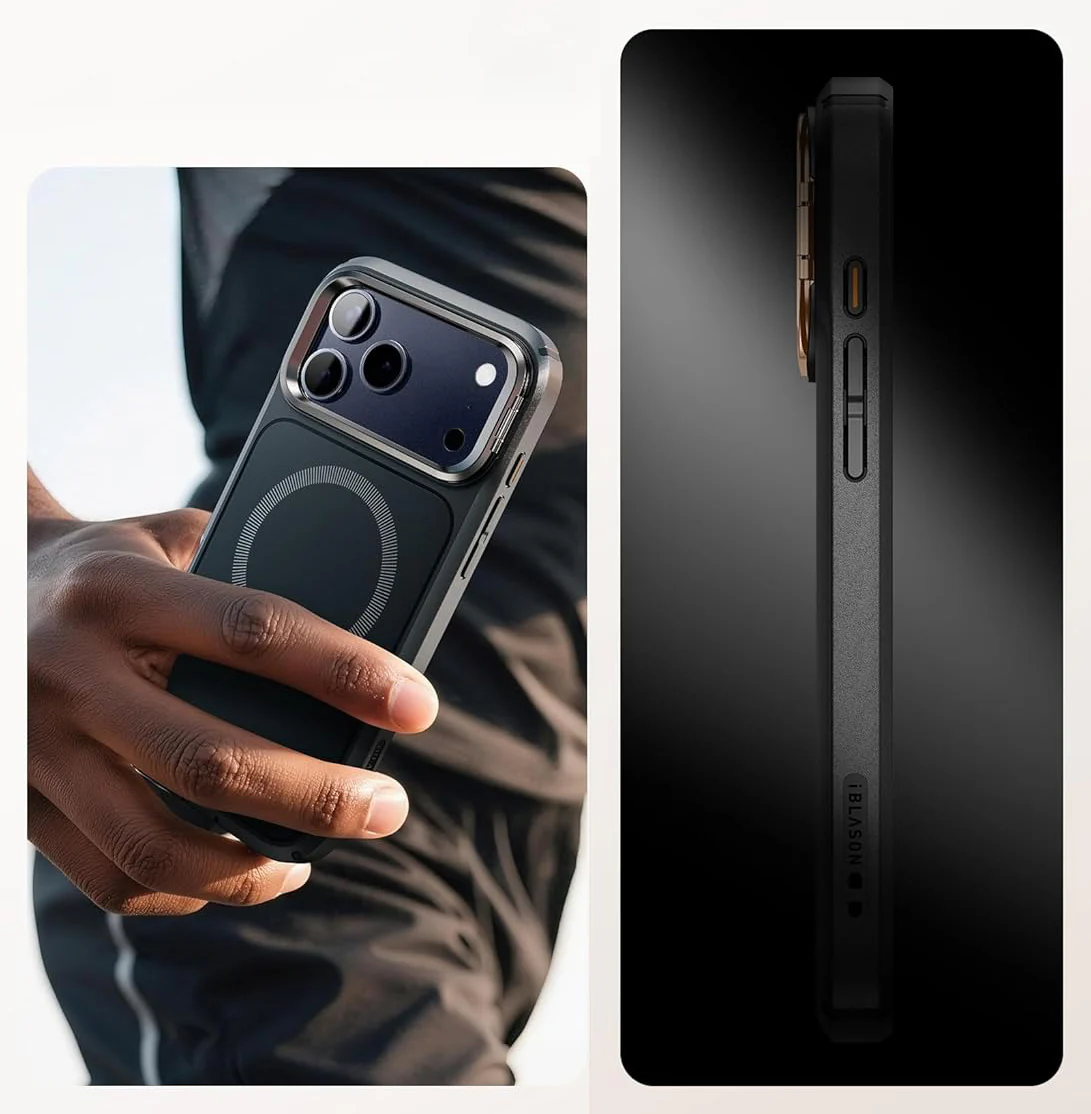 Handyhülle + Glas 9H für iPhone 17 Pro Max, Supcase i-Blason Ares Flip Mag SPG (CC) mit MagSafe, Schwarz-Grau - Image 11