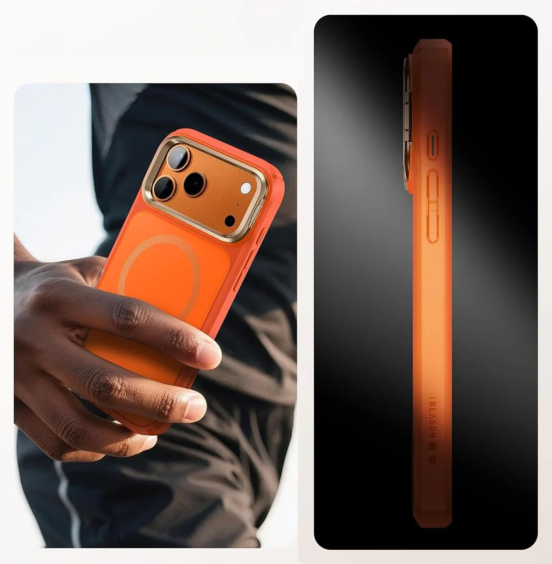 Handyhülle + Glas 9H für iPhone 17 Pro, Supcase i-Blason Ares Flip Mag SPG (CC) mit MagSafe, Orange-Golden - Image 11