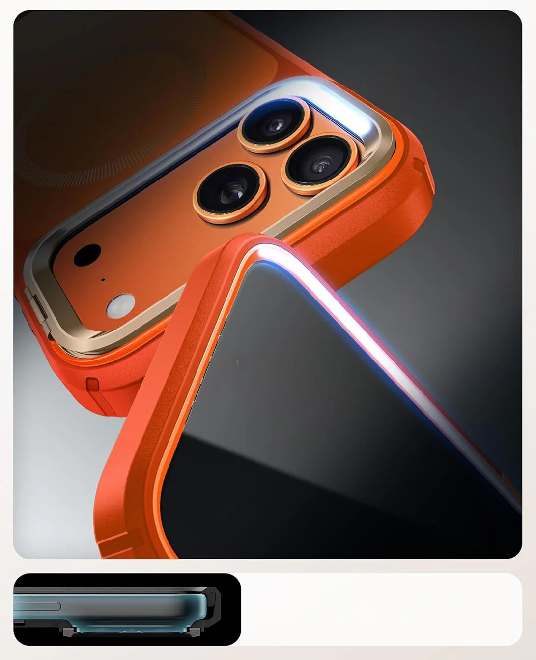 Handyhülle + Glas 9H für iPhone 17 Pro, Supcase i-Blason Ares Flip Mag SPG (CC) mit MagSafe, Orange-Golden - Image 12