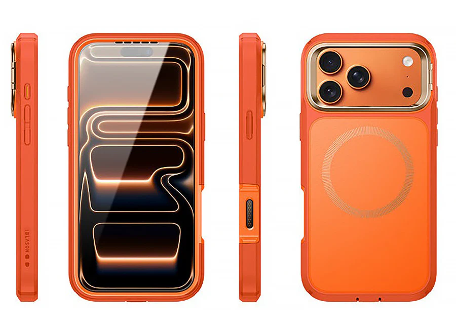 Handyhülle + Glas 9H für iPhone 17 Pro, Supcase i-Blason Ares Flip Mag SPG (CC) mit MagSafe, Orange-Golden - Image 4