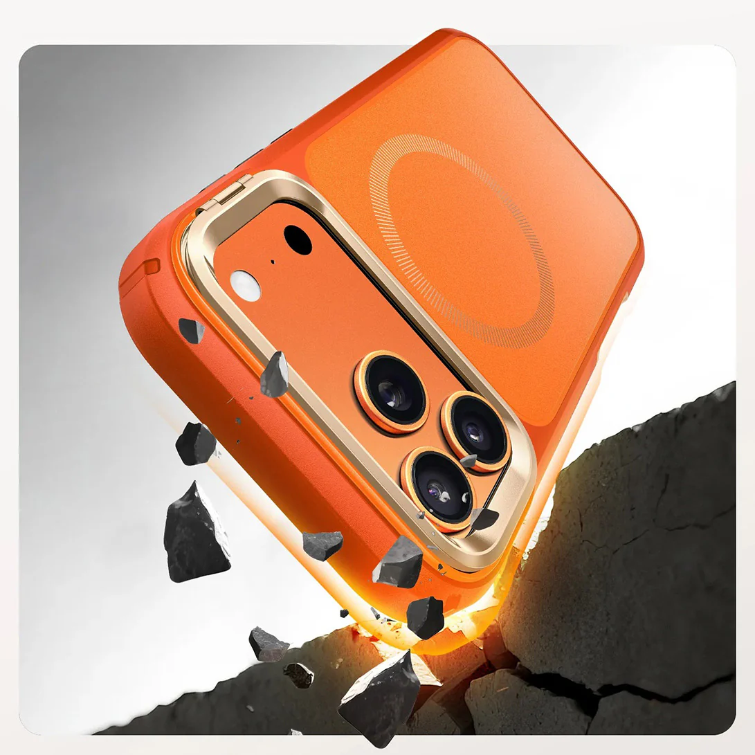 Handyhülle + Glas 9H für iPhone 17 Pro, Supcase i-Blason Ares Flip Mag SPG (CC) mit MagSafe, Orange-Golden - Image 5