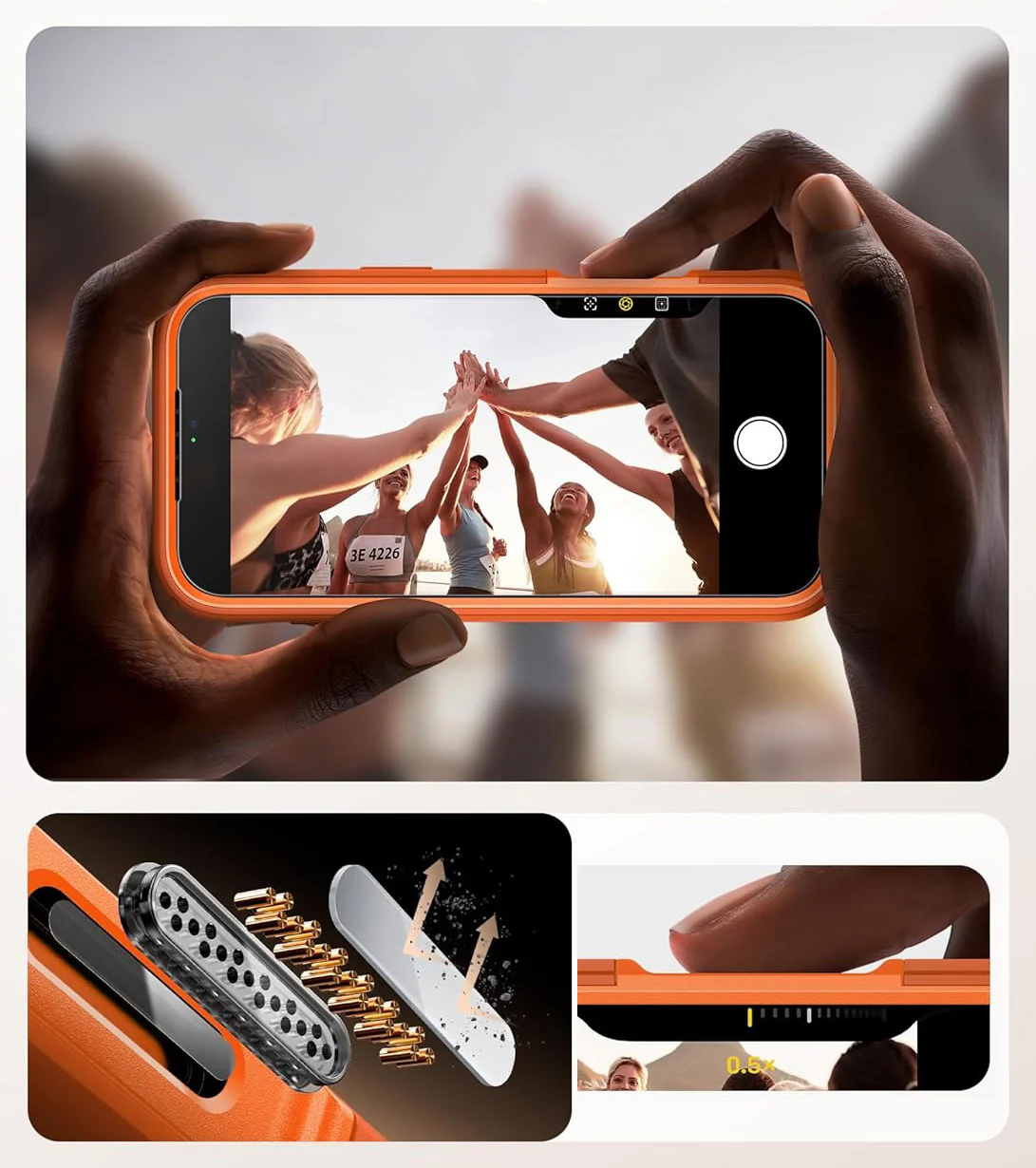 Handyhülle + Glas 9H für iPhone 17 Pro, Supcase i-Blason Ares Flip Mag SPG (CC) mit MagSafe, Orange-Golden - Image 7