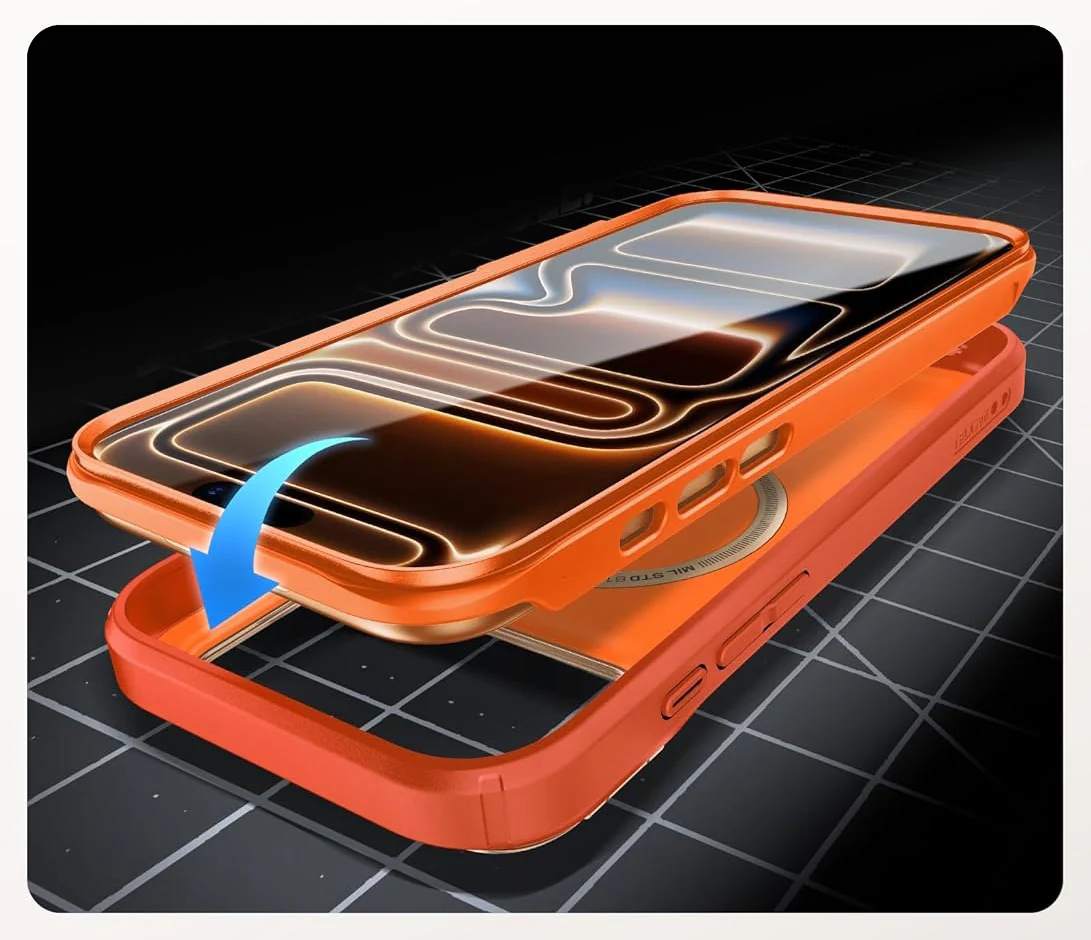 Handyhülle + Glas 9H für iPhone 17 Pro, Supcase i-Blason Ares Flip Mag SPG (CC) mit MagSafe, Orange-Golden - Image 8