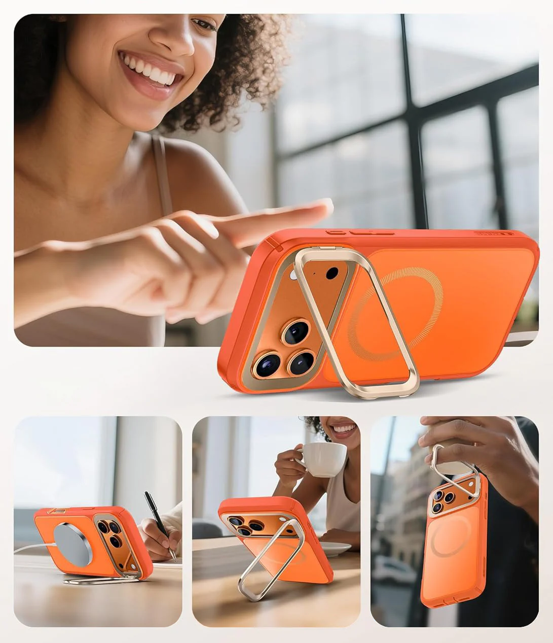 Handyhülle + Glas 9H für iPhone 17 Pro, Supcase i-Blason Ares Flip Mag SPG (CC) mit MagSafe, Orange-Golden - Image 9