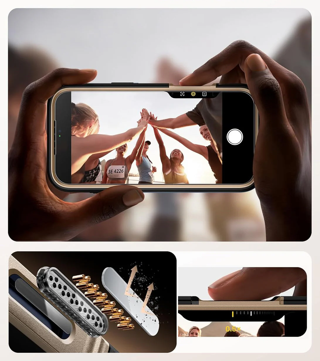 Handyhülle + Glas 9H für iPhone 17 Pro, Supcase i-Blason Ares Flip Mag SPG (CC) mit MagSafe, Schwarz-Golden - Image 7