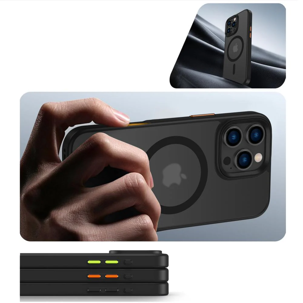 Handyhülle mit austauschbaren Tasten Tech-Protect Magmat XT für iPhone 16 Pro Max für MagSafe, Transparent-Schwarz - Image 3