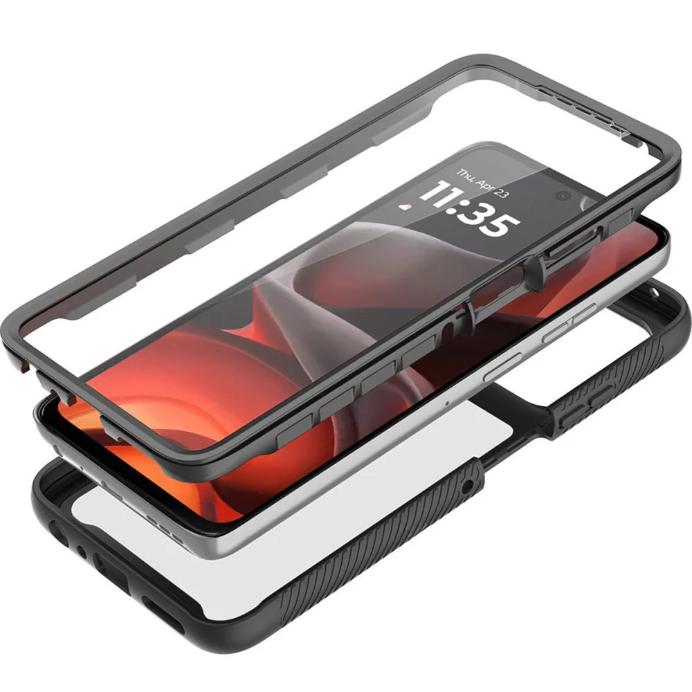 Handyhülle mit Bildschirmschutz für Motorola Moto G56 5G, Tech-Protect Defense, Transparent und Schwarz - Image 5