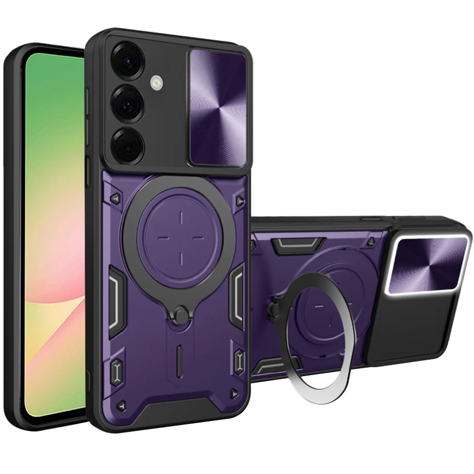 Handyhülle mit CamShield für Galaxy A57 5G, Techsuit CamGuard Pro, Violett / Schwarz