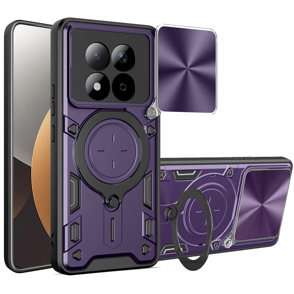 Handyhülle mit CamShield für Xiaomi Redmi Note 15 Pro 5G, Techsuit CamGuard Pro, Violett / Schwarz