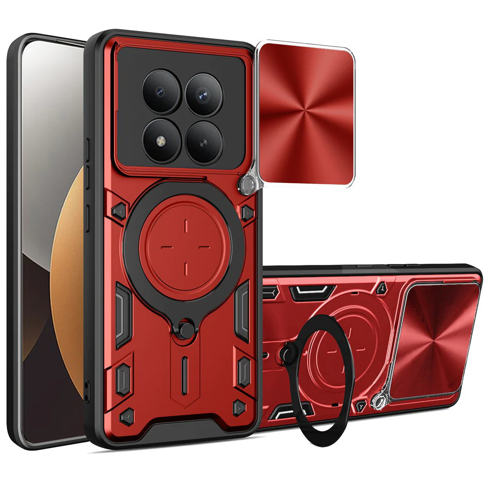 Handyhülle mit CamShield für Xiaomi Redmi Note 15 Pro Plus 5G / POCO M8 Pro 5G, Techsuit CamGuard Pro, Rot und Schwarz