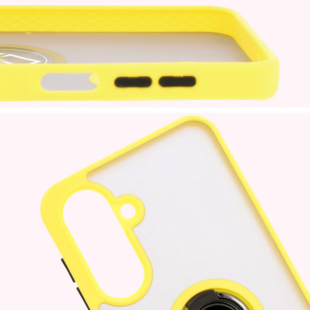 Handyhülle mit Fingergriff für Galaxy A26 5G, Bizon Case Hybrid Ring, getönt mit gelbem Rahmen - Image 3