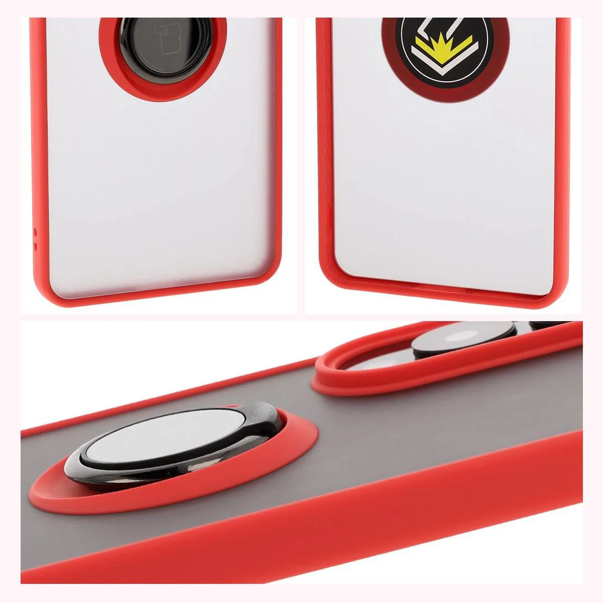Handyhülle mit Fingergriff für Galaxy S25 Edge, Bizon Case Hybrid Ring, getönt mit rotem Rahmen - Image 4