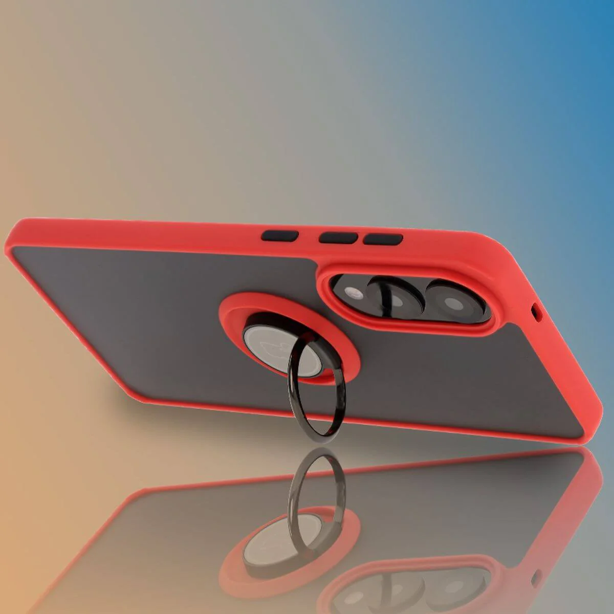 Handyhülle mit Fingergriff für Galaxy S25 Edge, Bizon Case Hybrid Ring, getönt mit rotem Rahmen - Image 6