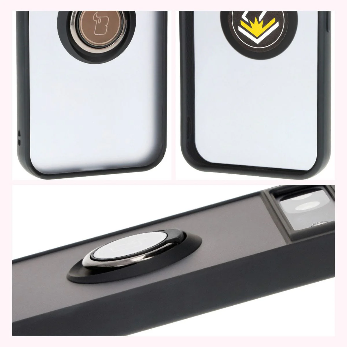 Handyhülle mit Fingergriff für Google Pixel 8a, Bizon Case Hybrid Ring, getönt mit schwarzem Rahmen - Image 6