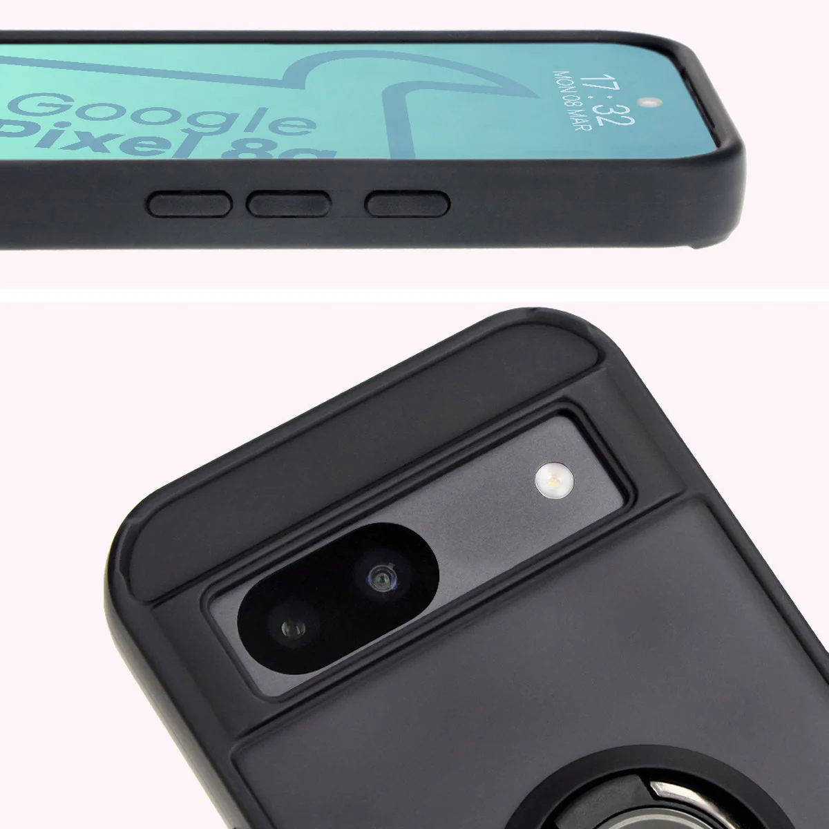 Handyhülle mit Fingergriff für Google Pixel 8a, Bizon Case Hybrid Ring, getönt mit schwarzem Rahmen - Image 7
