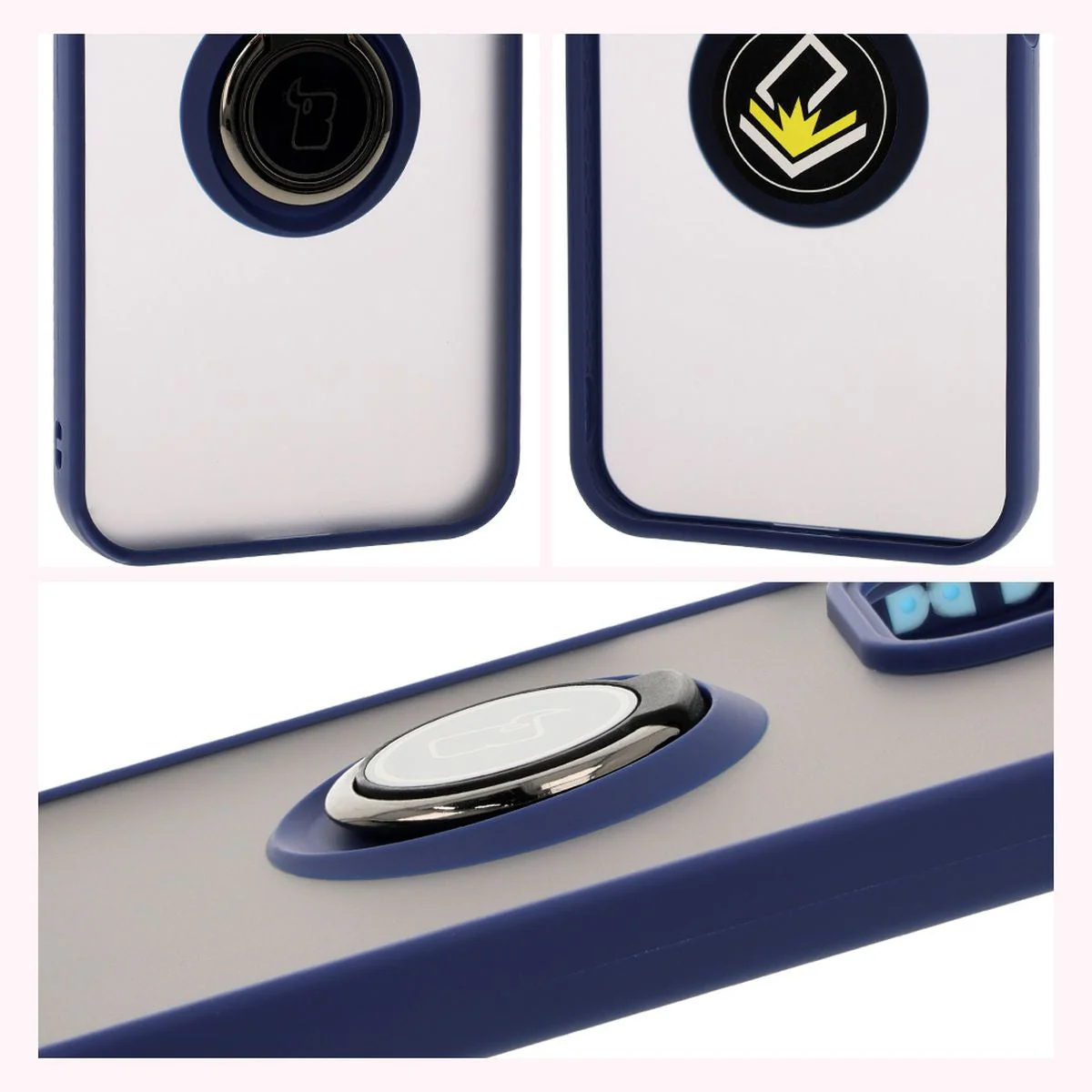 Handyhülle mit Fingergriff für Honor 200 Lite, Bizon Case Hybrid Ring, getönt mit dunkelblauem Rahmen - Image 4