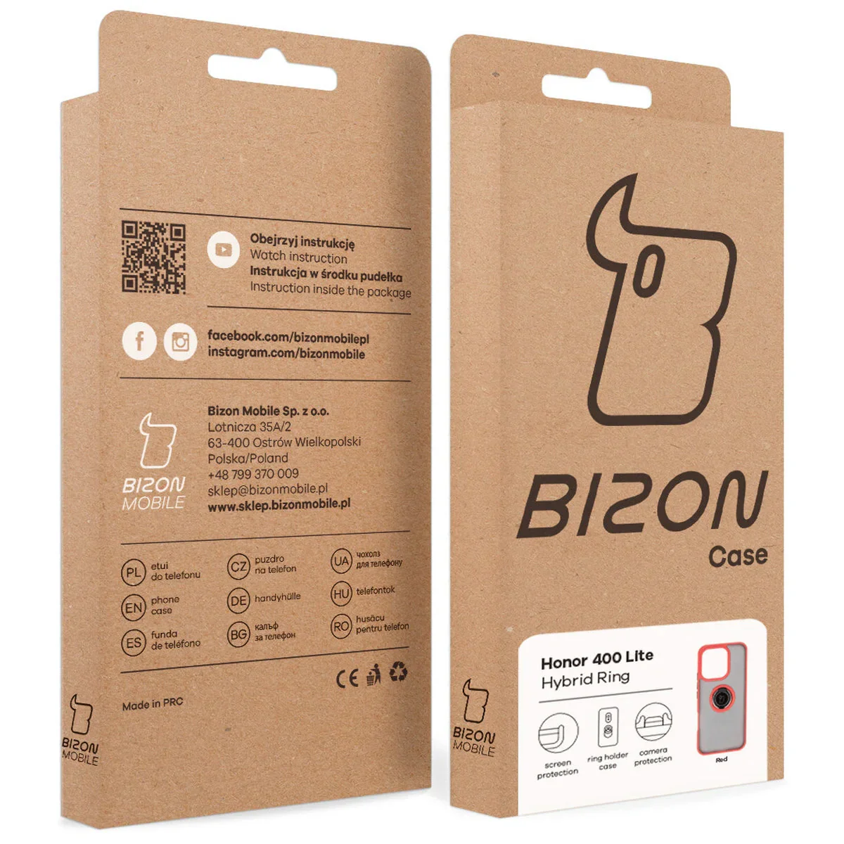 Handyhülle mit Fingergriff für Honor 400 Lite, Bizon Case Hybrid Ring, getönt mit rotem Rahmen - Image 8