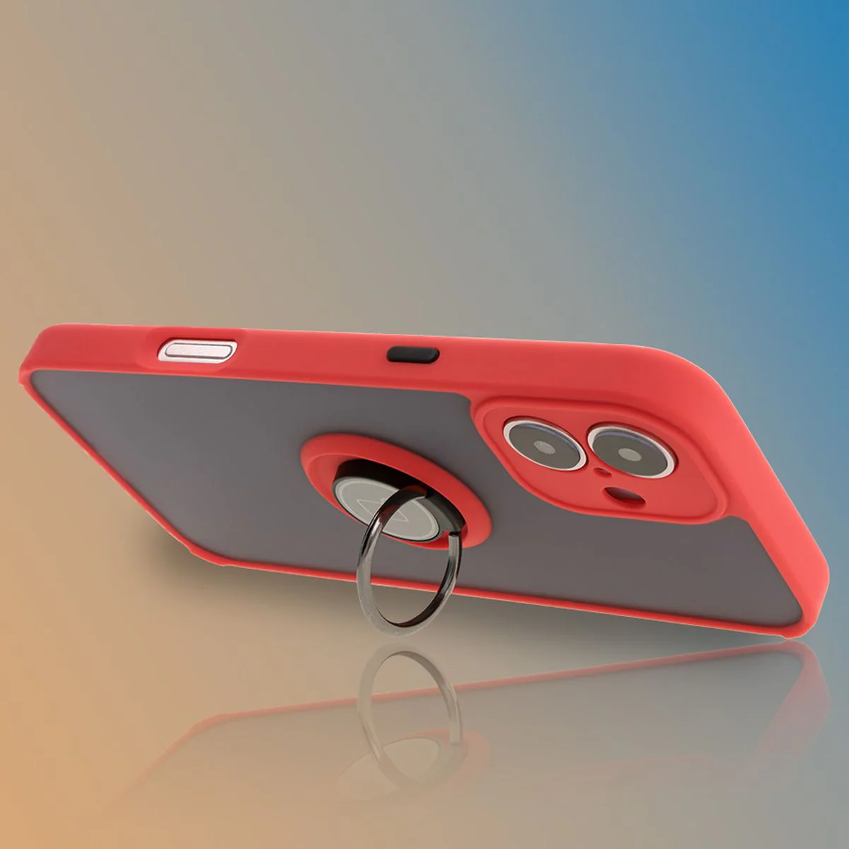 Handyhülle mit Fingergriff für iPhone 16 Plus, Bizon Case Hybrid Ring, getönt mit rotem Rahmen - Image 6