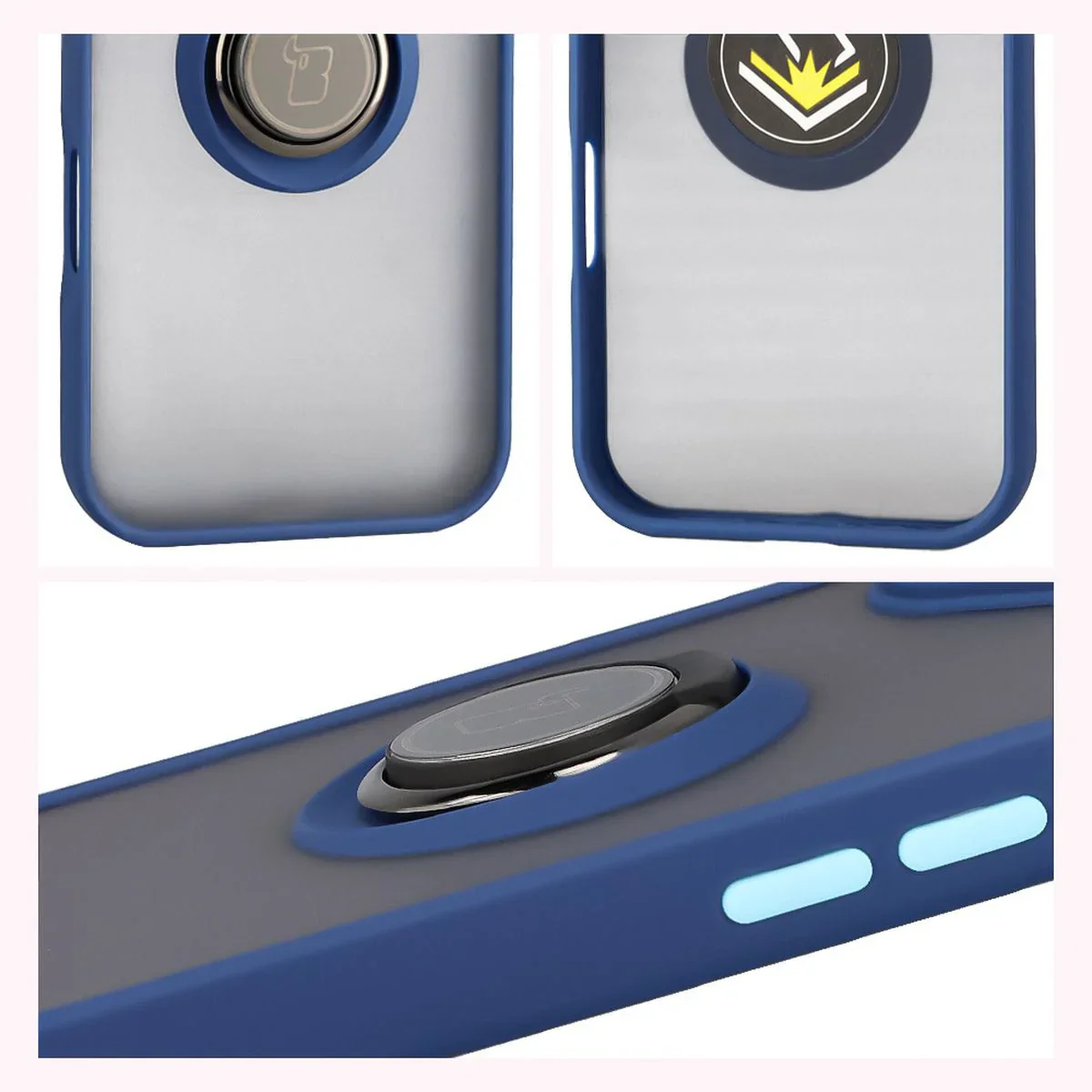Handyhülle mit Fingergriff für iPhone 17, Bizon Case Hybrid Ring, getönt mit dunkelblauem Rahmen - Image 4