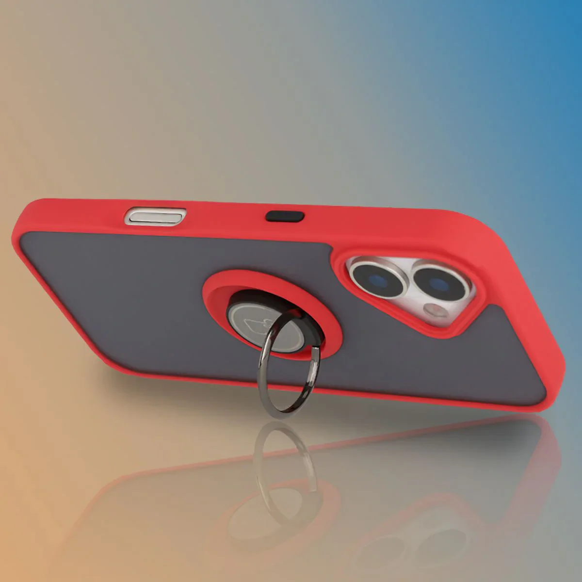 Handyhülle mit Fingergriff für iPhone 17, Bizon Case Hybrid Ring, getönt mit rotem Rahmen - Image 6