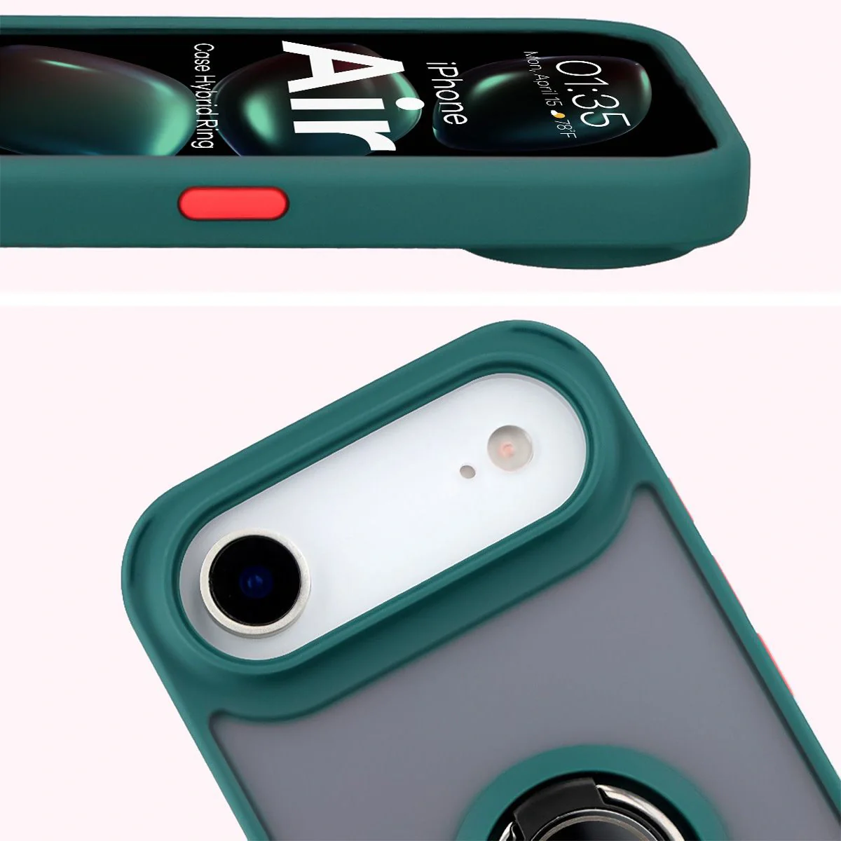 Handyhülle mit Fingergriff für iPhone Air, Bizon Case Hybrid Ring, getönt mit dunkelgrünem Rahmen - Image 3