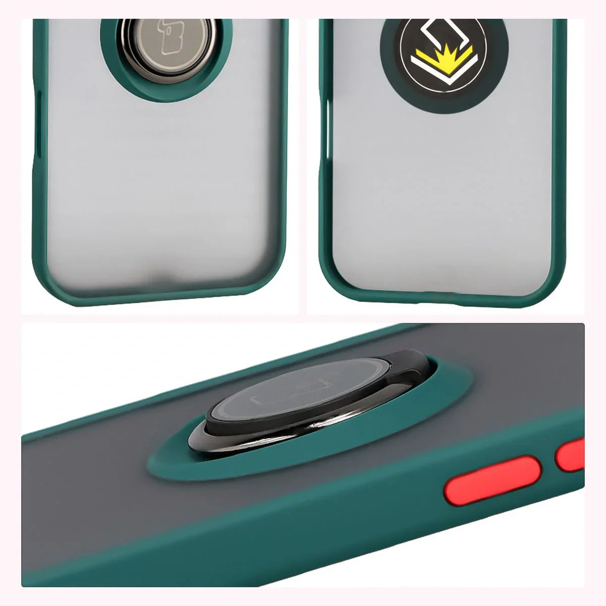 Handyhülle mit Fingergriff für iPhone Air, Bizon Case Hybrid Ring, getönt mit dunkelgrünem Rahmen - Image 4